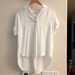 NWT Blu Pepper Women's Camp Shirt Vneck size S oversized white short sleeve